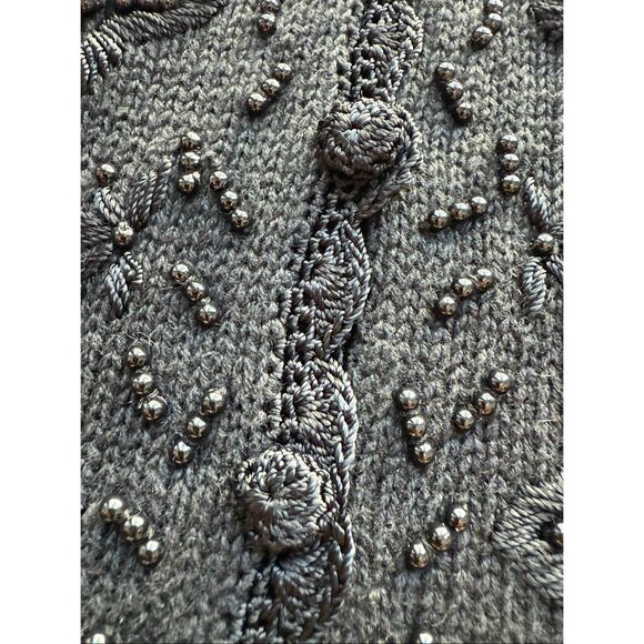 Vintage Heirloom Collectibles black beaded cardigan sweater Size M - Picture 4 of 8